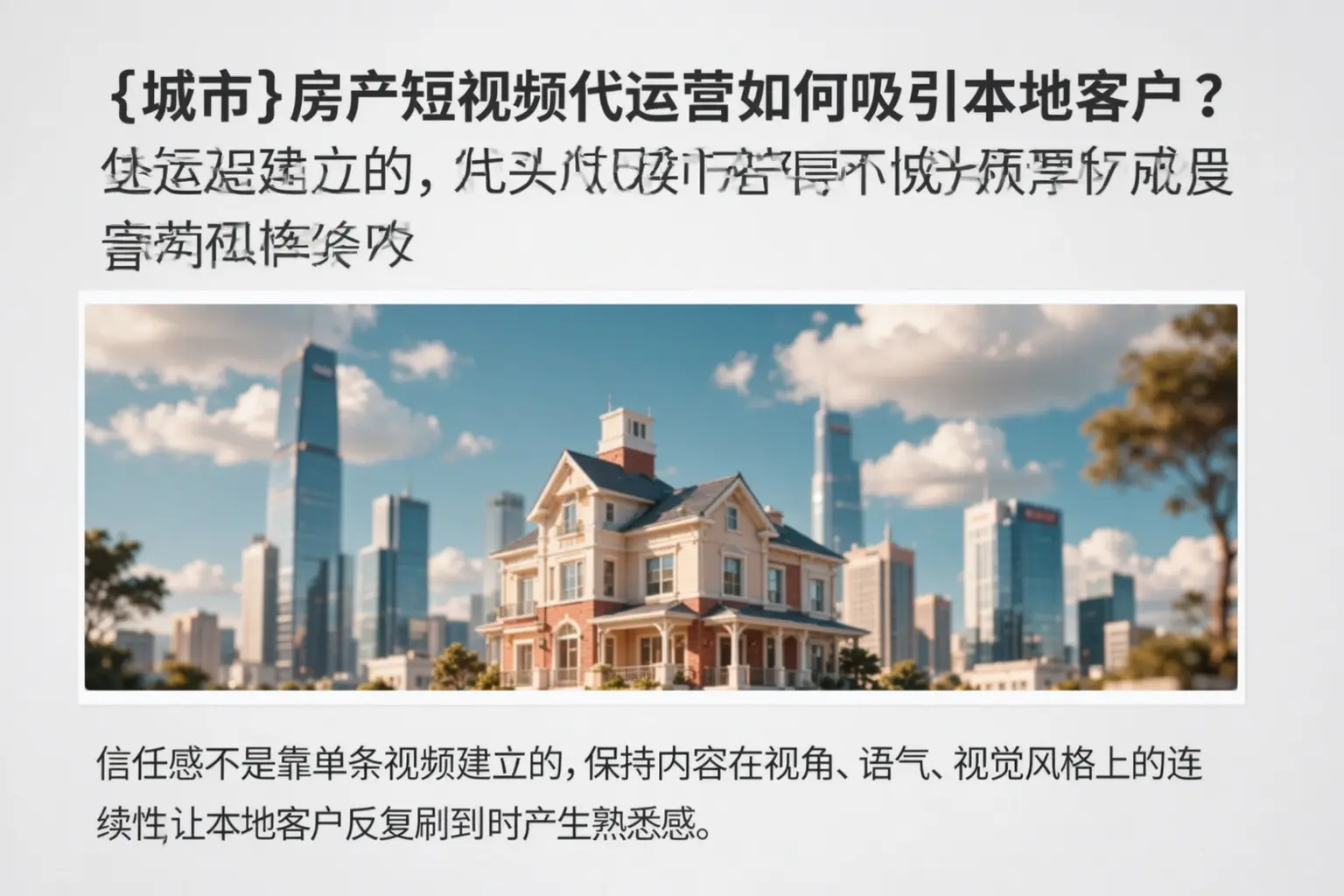 沙河口房产短视频代运营如何吸引本地客户?